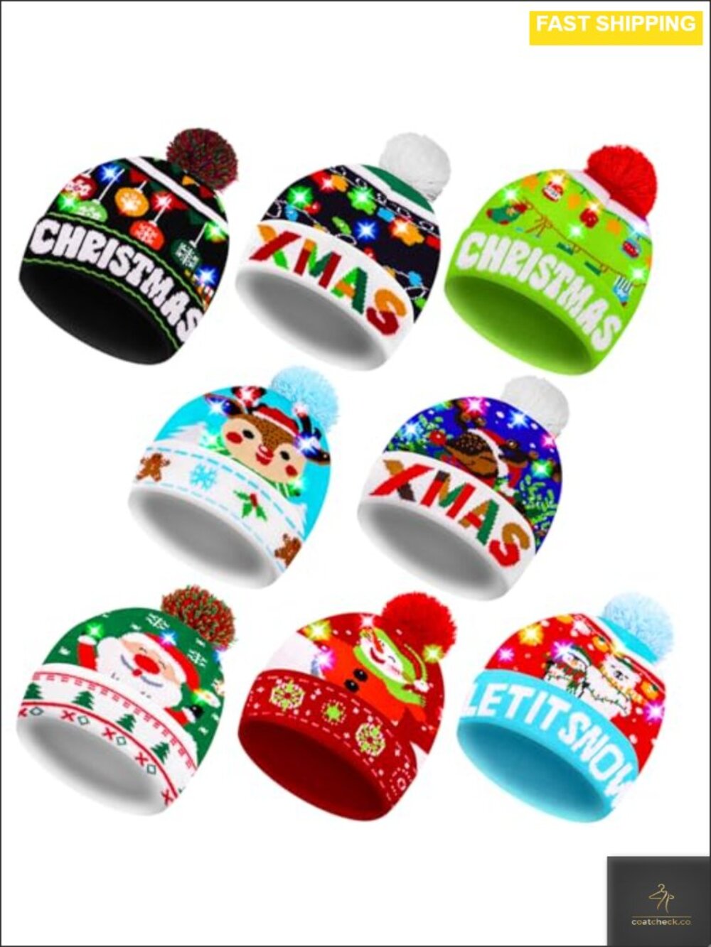 LED Light-Up Knitted Beanie Hat Flashing 3 Modes Christmas Party Ugly Sweater